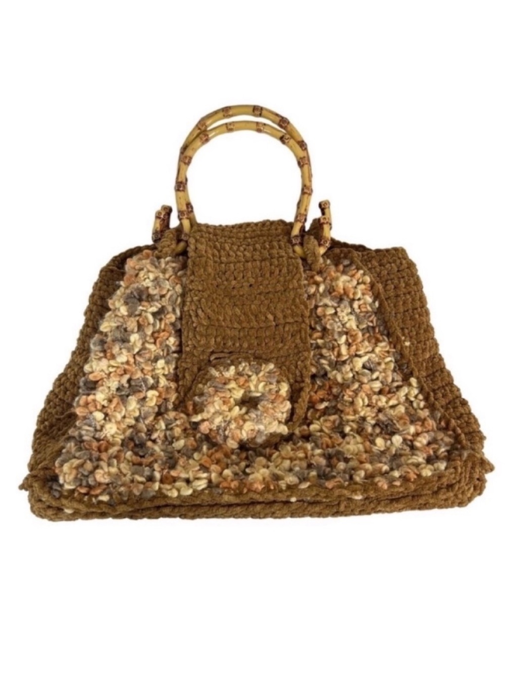 Vintage Textured Crochet Knit 70's Boho Handbag